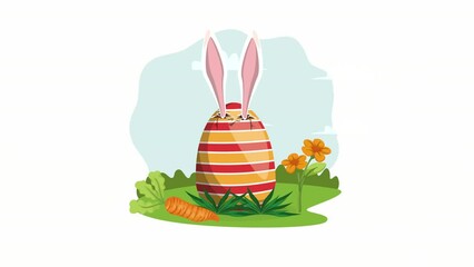 Sticker - spring egg painted in the garden animation