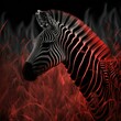 black and red zebra. Digital art. Generative AI