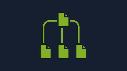 Aufkleber - Yellow Folder tree icon isolated on blue background. Computer network file folder organization structure flowchart. 4K Video motion graphic animation