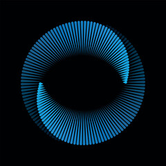 Aufkleber - Blue lines in circle abstract background. Yin and yang symbol. Dynamic transition illusion.