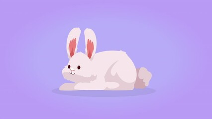 Canvas Print - cute rabbit lying position character