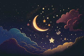 Wall Mural - close up of a night sky with stars. generative ai