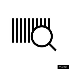 Fototapete - Barcode and magnifying glass, scan bar code vector icon in line style design for website, app, UI, isolated on white background. Editable stroke. Vector illustration.