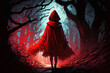 © JoelMasson - Little red riding hood in the dark woods at night