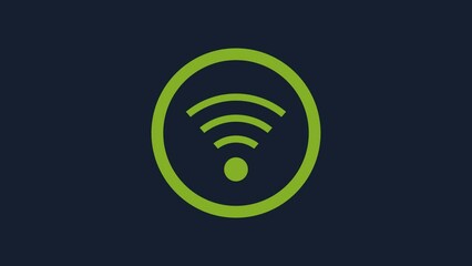 Poster - Yellow Wi-Fi wireless internet network symbol icon isolated on blue background. 4K Video motion graphic animation
