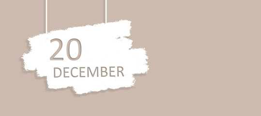 Wall Mural - December 20th. Day 20 of month, Calendar date. Poster, badge design, opening coming soon banners with calendar date. Winter month, day of the year concept.