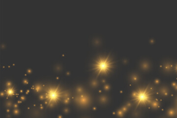 Wall Mural - The dust sparks and golden stars shine with special light. Vector sparkles on a transparent background. Christmas light effect. Sparkling magical dust particles