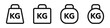 Weight icon set. Kg. Dumbbells isolated on white background. Vector illustration