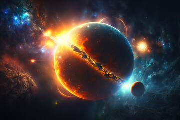 Wall Mural - fantastic space with planets and constellations in the starry sky. generative ai