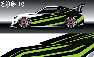 Car wrap design. Livery design for racing car. sedan, hatchback. vector format.