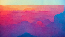 Pink And Purple Sunset, Risograph Background Rainbow Texture Colourful Print, Generative AI
