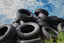 Landfill With Old Tires For Recycling