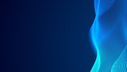 Poster - Abstract dot white blue wave gradient texture technology background.