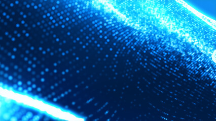 Poster - Abstract dot white blue wave gradient texture technology background.