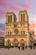 Notre Dame de Paris cathedral at sunset, France