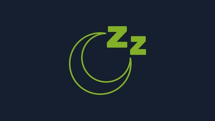 Poster - Yellow Time to sleep icon isolated on blue background. Sleepy zzz. Healthy lifestyle. 4K Video motion graphic animation