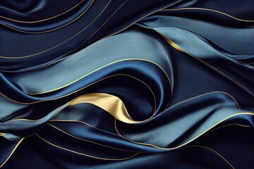 Wall Mural - Blue Silk Background. Genarative AI