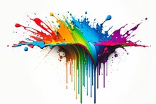 Paint Colorful Rainbow Splash Blot. Generative AI