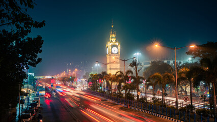 Wall Mural - Lake town watch tower located at Kolkata, West Bengal, India, night view of the city