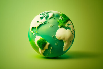 Green globe, world earth day. Generative AI