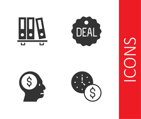 Canvas Print - Set Time is money, Office folders, Business man planning mind and Deal icon. Vector