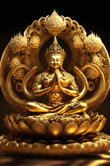 Wall Mural - golden buddha statue - generative AI