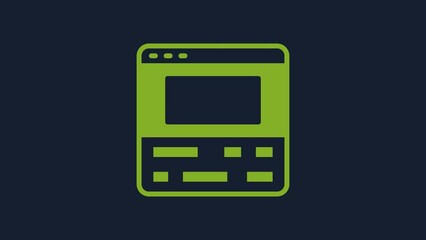 Poster - Yellow Video recorder or editor software on laptop icon isolated on blue background. Video editing on a laptop. 4K Video motion graphic animation