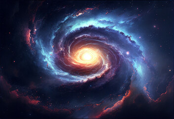Wall Mural - galaxy swirl space colorful galaxy illustration generative ai