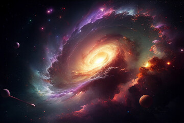 Galaxy swirl space colorful galaxy illustration Generative Ai