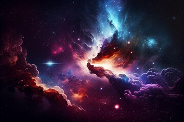Wall Mural - stars space colorful galaxy illustration generative ai