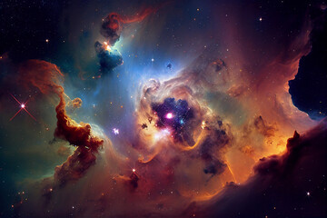 Wall Mural - nebula stars space colorful galaxy illustration generative ai