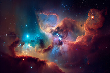 Wall Mural - nebula stars space colorful galaxy illustration generative ai