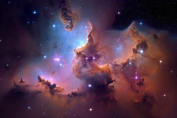 Wall Mural - nebula stars space colorful galaxy illustration generative ai