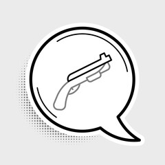 Sticker - Line Police shotgun icon isolated on grey background. Hunting shotgun. Colorful outline concept. Vector