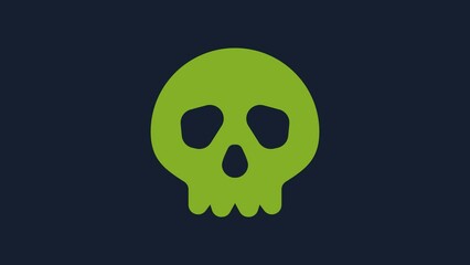 Poster - Yellow Skull icon isolated on blue background. Happy Halloween party. 4K Video motion graphic animation