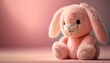 soft toy bunny, Baby Pink Rabbit on Pink Background, Stuffed Animal, Children, It's a Girl, Baby Room, Baby Shower