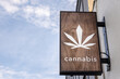 Cannabis dispensary sign, marijuana leaf, logo, legal marijuana, business.