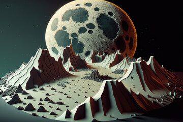 Canvas Print - Lunar surface. Generative AI