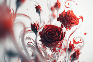 beautiful abstract red and white rose background 