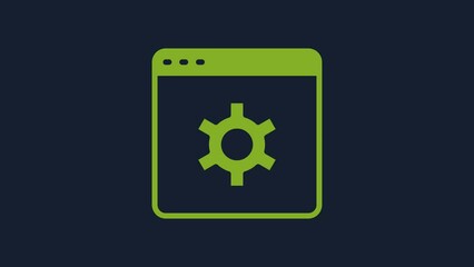 Poster - Yellow Browser setting icon isolated on blue background. Adjusting, service, maintenance, repair, fixing. 4K Video motion graphic animation