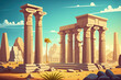 Megalithic structures from ancient Egypt, including columns. ancient Egyptian structures that are ruins. Generative AI
