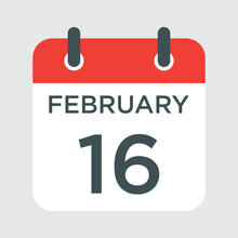 Calendar - February 16 Icon Illustration Isolated Vector Sign Symbol