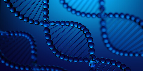 Wall Mural - blue dna structure science research biology and medical concept. 3d illustration