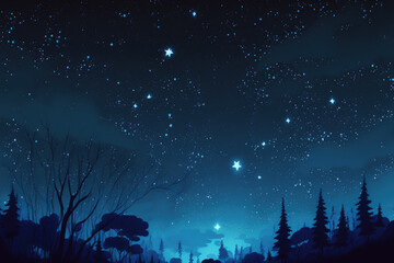 Wall Mural - blue dark night sky with many stars. space background. generative ai