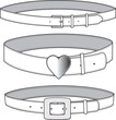 Women's belt set design with flat sketch fashion illustration front view.	
