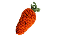 Knitted Soft Toy In The Form Of A Carrot. Orange Soft Carrot. Crochet Vegetables