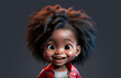 © sizsus - fashionable and stylish little cute baby african american girl in red leather jacket isolated on clean black background