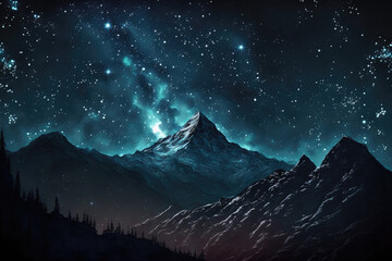Wall Mural - a view of the milky way in the mountain and a night sky full of stars. himalayas, in nepal. generati