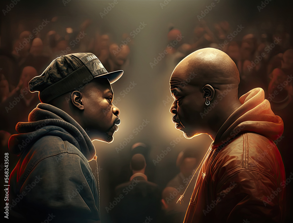 Rap battle between two black guys, generative ai Stock Illustration ...