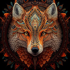 Wall Mural - spiritual shamanic fox. ai generated